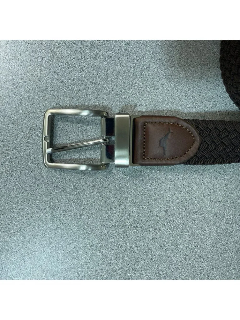 NWT Tommy Bahama Men's S/M  Stretch Reversible Belt With Leather Trim Brown Navy